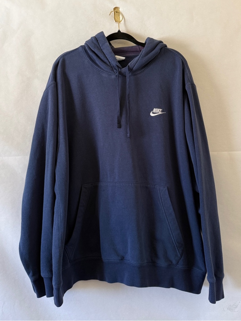 Nike Navy Blue Classic Pullover Hoodie Men Size XXL Hooded Sweater Casual READ